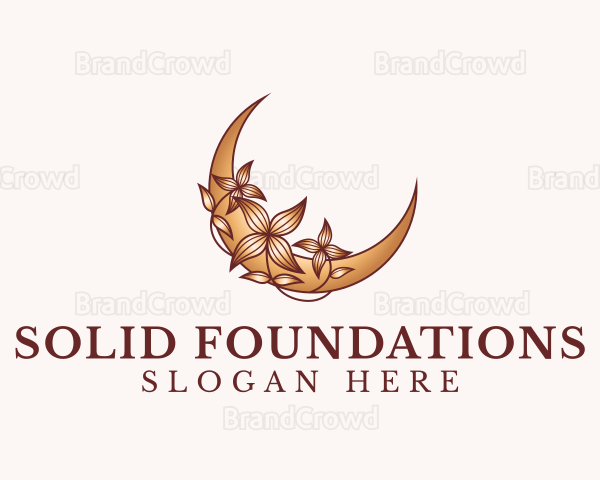 Golden Floral Moon Logo