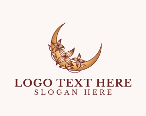 Lunar - Golden Floral Moon logo design