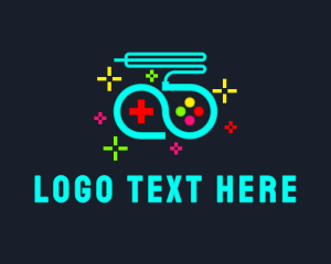 Gaming-lounge - Neon Controller Joystick logo design