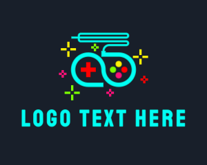 Problem Solving - Neon Controller Joystick logo design