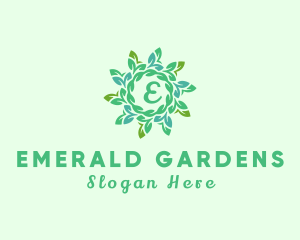 Natural Leaf Wreath  logo design