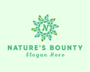 Natural Leaf Wreath  logo design