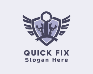 Wrench Repair Wing Shield logo design