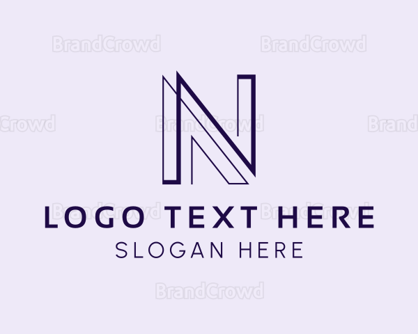 Linear Geometric Outline Letter N Logo