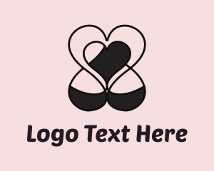 Marriage - Abstract Black Hearts logo design