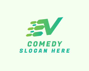 Green Speed Motion Letter V Logo