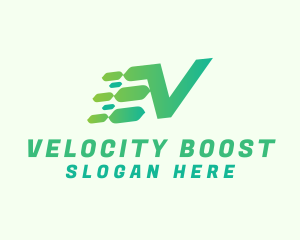 Green Speed Motion Letter V logo design