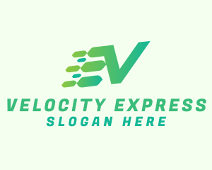 Green Speed Motion Letter V logo design