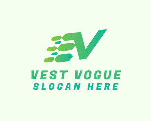 Green Speed Motion Letter V logo design