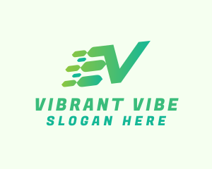 Green Speed Motion Letter V logo design