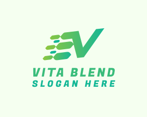 Green Speed Motion Letter V logo design