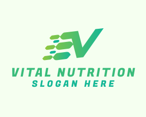 Green Speed Motion Letter V logo design