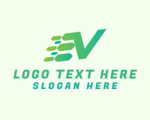 Green Speed Motion Letter V Logo