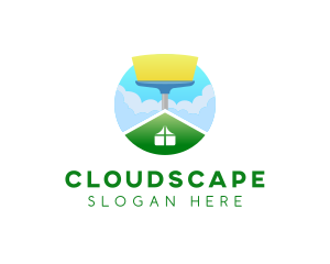 Clouds - House Cleaner Broom logo design