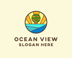 Stained Glass Ocean Tree logo design