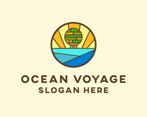 Stained Glass Ocean Tree logo design