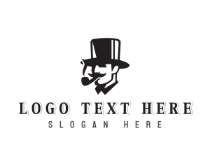 Suit - Hat Gentleman Smoking Pipe logo design