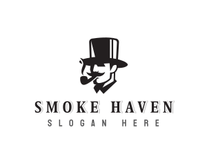 Hat Gentleman Smoking Pipe logo design