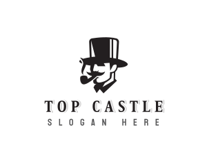 Hat Gentleman Smoking Pipe logo design