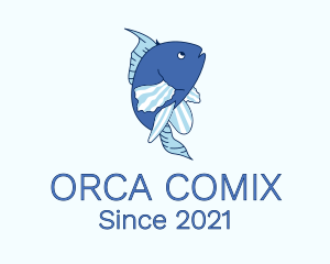 Fish Pond - Blue Ocean Fish logo design