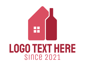 House - House Wine Bottle logo design