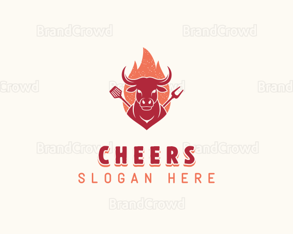 Grilled Flaming Barbecue Logo