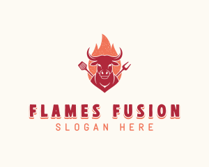 Grilled Flaming Barbecue logo design