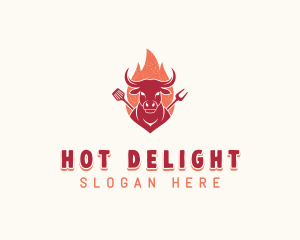 Grilled Flaming Barbecue logo design