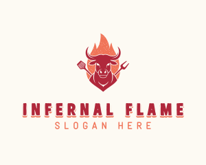 Grilled Flaming Barbecue logo design