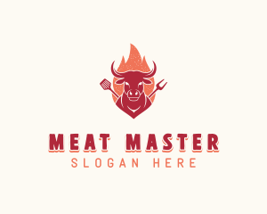 Grilled Flaming Barbecue logo design