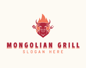 Grilled Flaming Barbecue logo design