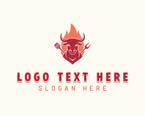 Steak - Grilled Flaming Barbecue logo design