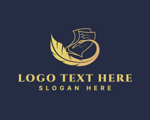 Law - Feather Writing Pen logo design