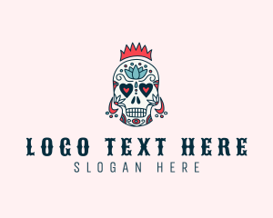 Dia De Los Muertos - Festive Skull King logo design