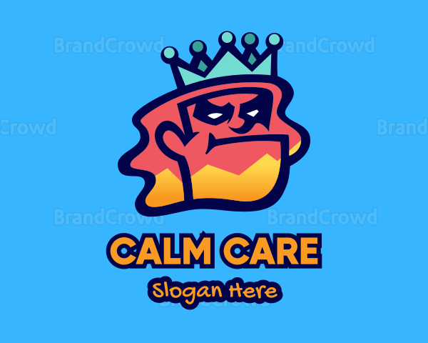 Colorful Angry King Doodle Logo