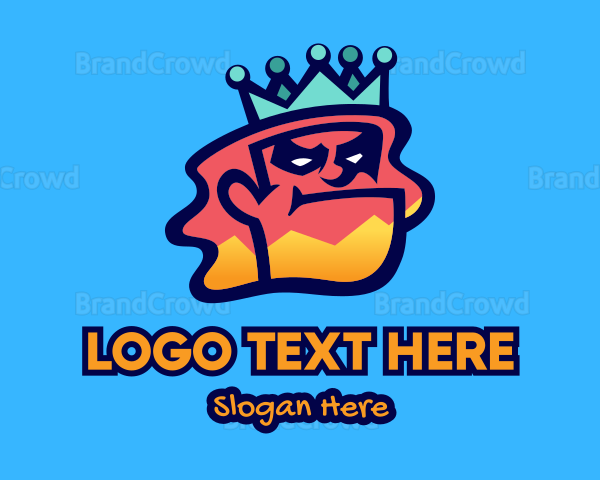 Colorful Angry King Doodle Logo