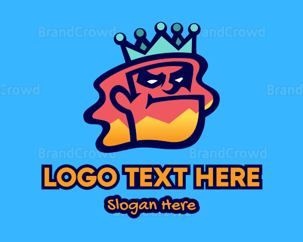 Colorful Angry King Doodle Logo
