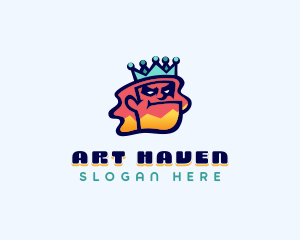 Colorful Angry King Doodle  logo design