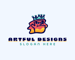 Colorful Angry King Doodle  logo design