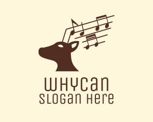 Quarter Note - Musical Deer Animal logo design