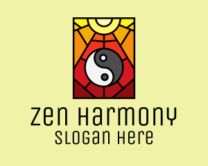 Buddhism - Stained Glass Yin Yang logo design