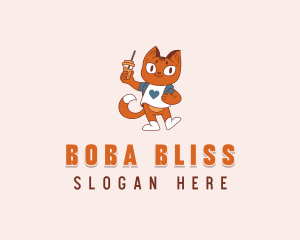 Boba - Cat Boba Drink logo design