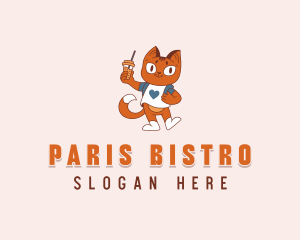 Cat Boba Drink logo design