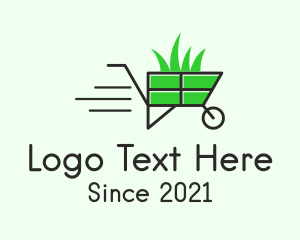 Wheelbarrow - Garden Grass Wheelbarrow logo design