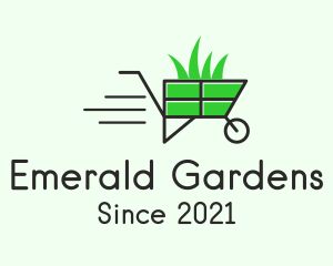 Garden Grass Wheelbarrow  logo design