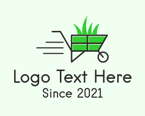 Worker - Garden Grass Wheelbarrow logo design