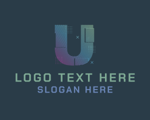 Dj - Modern Glitch Letter U logo design