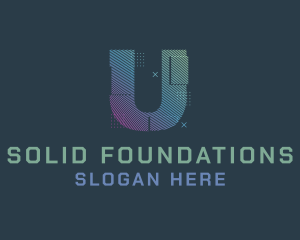 Modern Glitch Letter U Logo