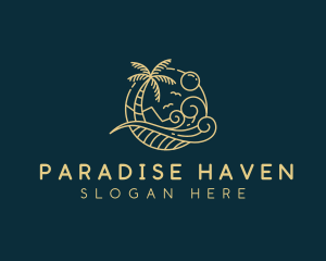 Tropical Wave Beach logo design