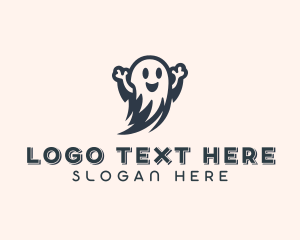 Smiling - Spooky Scary Ghost logo design
